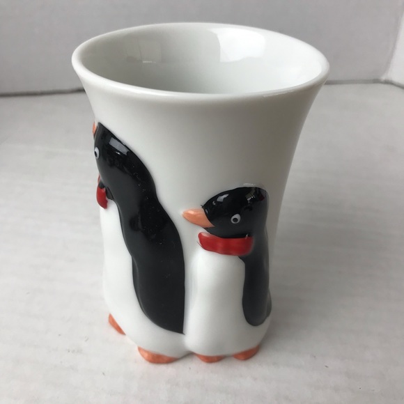 Dining Vintage Porcelain 3 Dimensional Penguins Tumbler Made In Japan